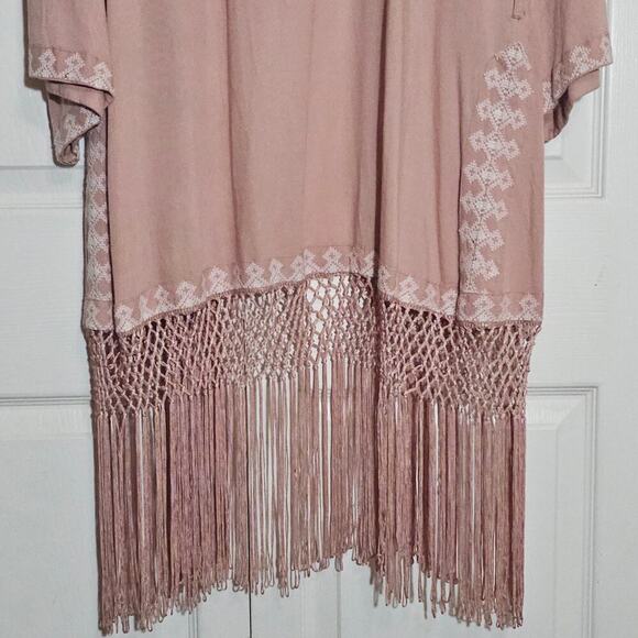 Melissa Odaabash Bohemian Embroidered Fringe Swim Coverup Cardigan OS Summer‎ - Picture 8 of 11